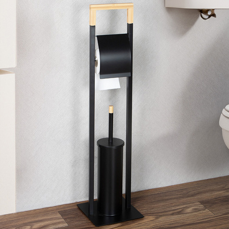 Metalowy stojak na papier toaletowy 2w1 Szczotka toaletowa wolnostojąca