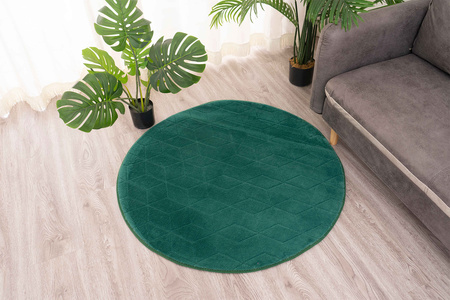 Dywan STRADO okrągły Rabbit 3D pluszowy miękki jak królik 160 BottleGreen