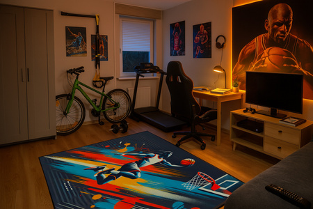 Dywan gamingowy 3D Strado BASKETBALL 100x150 cm nowoczesny z trójwymiarowym wzorem do pokoju gracza