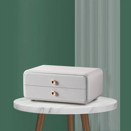 Organizer Kate kompaktowa szkatułka na kosmetyki i biżuterię dwie szufladki klasyczny biały akryl