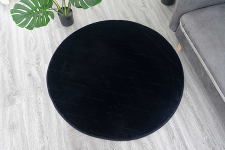 Dywan STRADO okrągły Rabbit 3D pluszowy miękki jak królik 200 Black