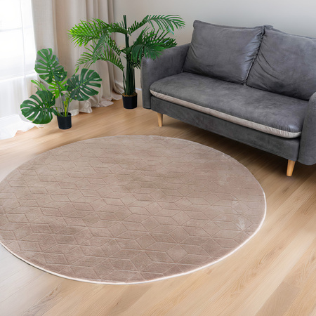 Dywan STRADO okrągły Rabbit 3D pluszowy miękki jak królik 150 Beige