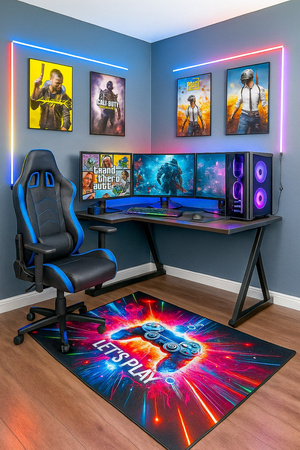 Dywan gamingowy 3D Strado LET'S PLAY 100x150 cm nowoczesny do pokoju gracza