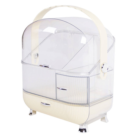 Wielopoziomowa szkatułka organizer Strado na kosmetyki i biżuterię pojemny zamykany kuferek akrylowy