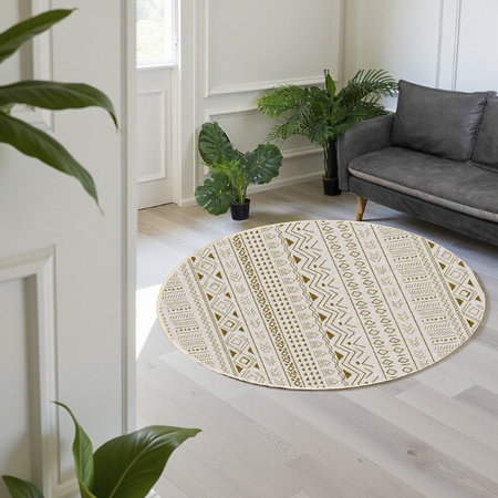 Dywan okrągły NOVO Strado nowoczesny beżowy orientalny wzór do salonu Sahara 90x90 cm