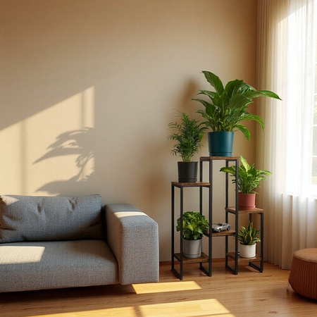 Kwietnik stojący metalowy PANORAMA na kwiaty i rośliny – 6-poziomowy VENGE