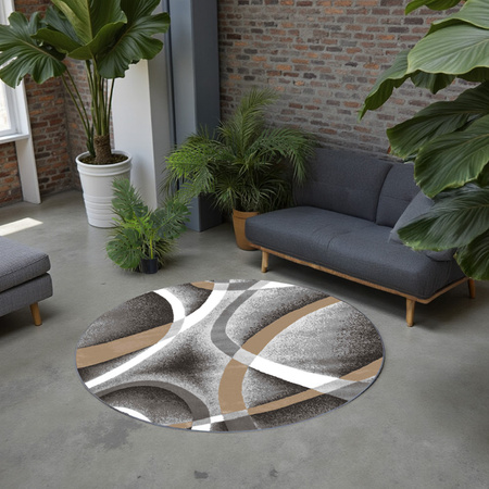 Dywan okrągły NOVO Strado nowoczesny deliktany wzór do salonu Melodia 120x120 cm