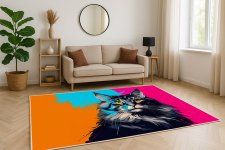 Dywan 3D Strado MainCoon 140x200 cm ze wzorem kota dla milośników zwierząt do salonu i pokoju