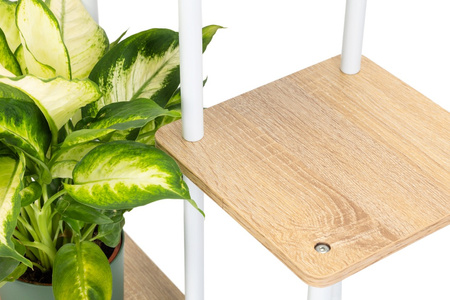 Kwietnik stojący metalowy PALACE – biały stojak na 5 donic