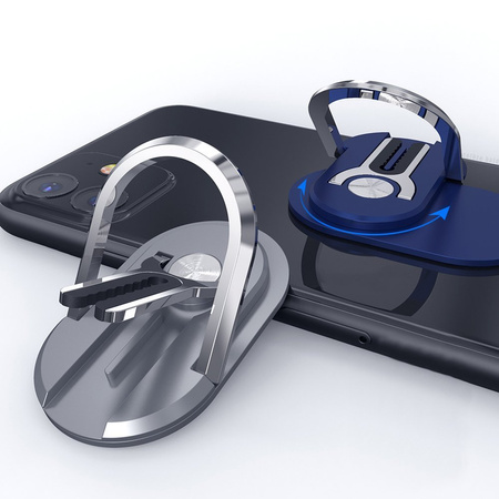 Wielofunkcyjny uchwyt pierścień na palec i kratkę nawiewu do telefonu (Srebrny)