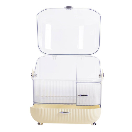 Wielopoziomowa szkatułka organizer Strado na kosmetyki i biżuterię pojemny zamykany kuferek akrylowy