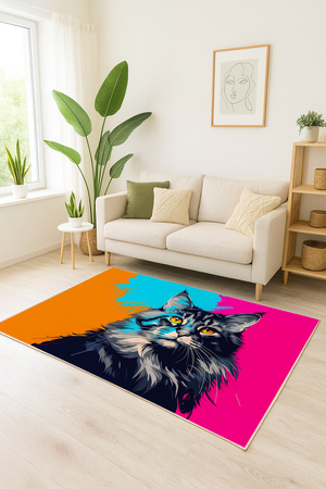 Dywan 3D Strado MainCoon 140x200 cm ze wzorem kota dla milośników zwierząt do salonu i pokoju