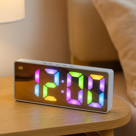 Zegar budzik cyfrowy LED RGB - DAC8 - White