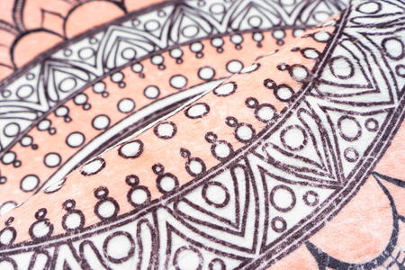 Dywan okrągły NOVO Strado nowoczesny beżowy deliktany wzór do salonu Aztecki 200x200 cm