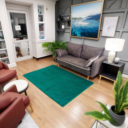 Dywan STRADO Rabbit 3D pluszowy miękki jak królik 80x150 BottleGreen