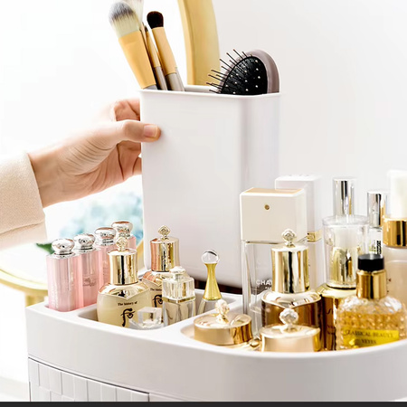 Szkatułka Maya biała organizer z drzwiczkami na biżuterię i kosmetyki nowoczesny duży kuferek XXL