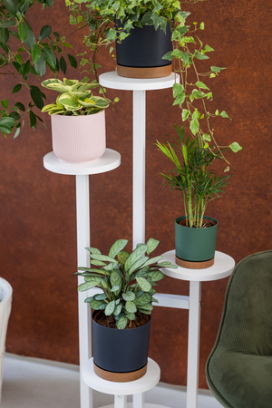 Uniwersalny stojak na kwiaty FINO – biały, 4-poziomowy kwietnik na 6 doniczek