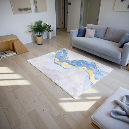 Dywan NOVO Strado nowoczesny do salonu marmurowy wzór velvet Złoty Szlak 160x200 cm