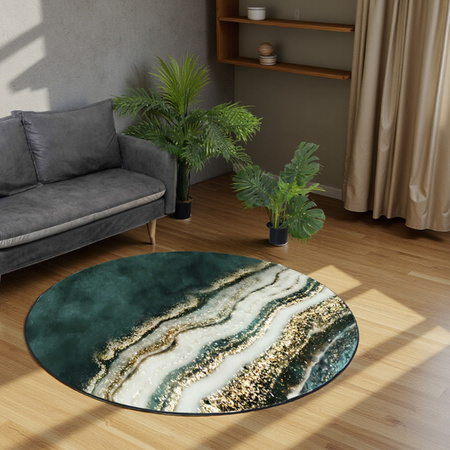 Dywan okrągły NOVO Strado nowoczesny do salonu marmurowy wzór velvet ZłotyBrzeg 100x100 cm