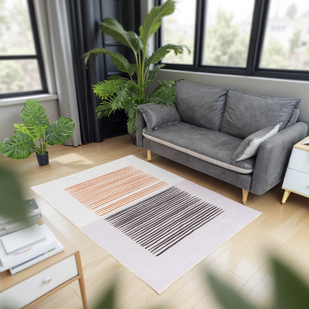 Dywan NOVO Strado nowoczesny do salonu delikatny beżowy wzór velvet Piaskowe Linie 200x300 cm