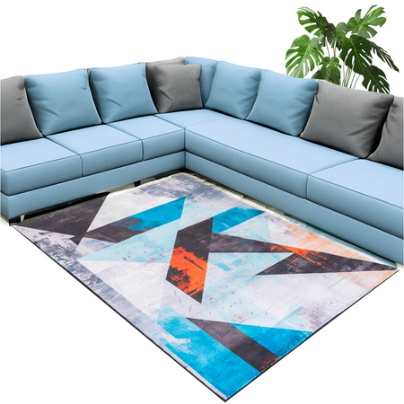 Dywan NOVO Strado nowoczesny do salonu marmurowy wzór velvet Nowoczesne Trójkty 160x200 cm