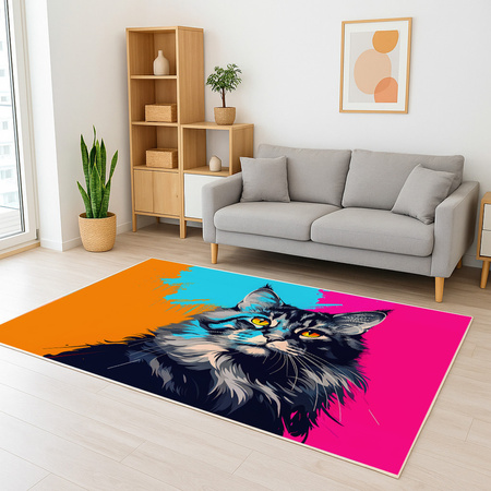 Dywan 3D Strado MainCoon 140x200 cm ze wzorem kota dla milośników zwierząt do salonu i pokoju