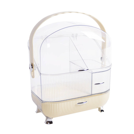 Wielopoziomowa szkatułka organizer Strado na kosmetyki i biżuterię pojemny zamykany kuferek akrylowy