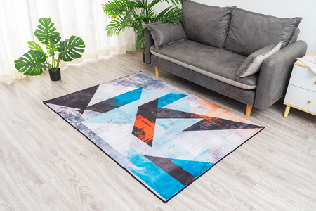 Dywan NOVO Strado nowoczesny do salonu marmurowy wzór velvet Nowoczesne Trójkty 200x300 cm