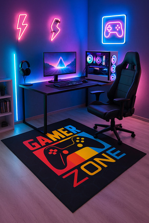 Dywan gamingowy 3D Strado GAMER ZONE 140x200 cm nowoczesny z efektem 3D do pokoju gracza lub młodzieży