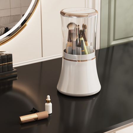 Duży zestaw 3 organizerów kosmetycznych ARIA z akrylu z szufladami wielopoziomowy biały design