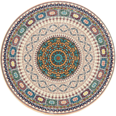 Dywan okrągły NOVO Strado nowoczesny beżowy deliktany wzór do salonu Orientalny 100x100 cm