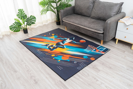 Dywan gamingowy 3D Strado BasketBall 140x200 cm nowoczesny z motywem sportowym do pokoju młodzieżowego