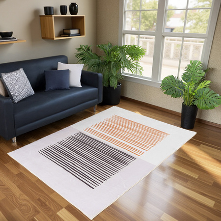 Dywan NOVO Strado nowoczesny do salonu delikatny beżowy wzór velvet Piaskowe Linie 200x300 cm