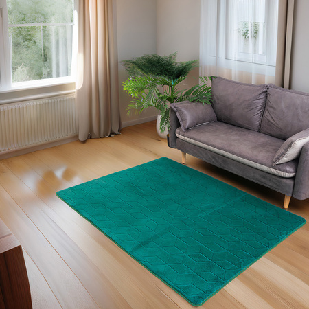 Dywan STRADO Rabbit 3D pluszowy miękki jak królik 200x300 BottleGreen