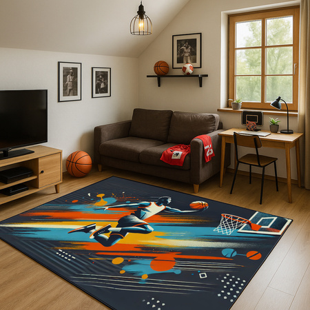 Dywan gamingowy 3D Strado BASKETBALL 100x150 cm nowoczesny z trójwymiarowym wzorem do pokoju gracza
