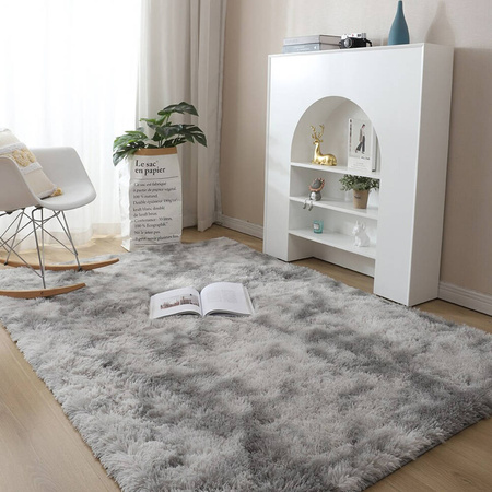 Miękki dywan Ombre Shaggy Strado 160x220 cm jasnoszary nowoczesny do salonu i sypialni