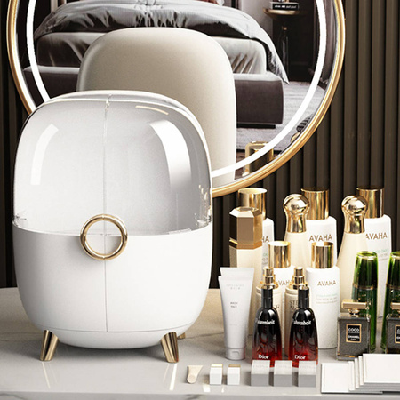 Ekskluzywny organizer EVE biały pojemna szkatułka na kosmetyki i biżuterię stylowa do toaletki