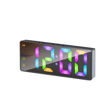 Zegar budzik cyfrowy LED RGB - DAC8 - Black