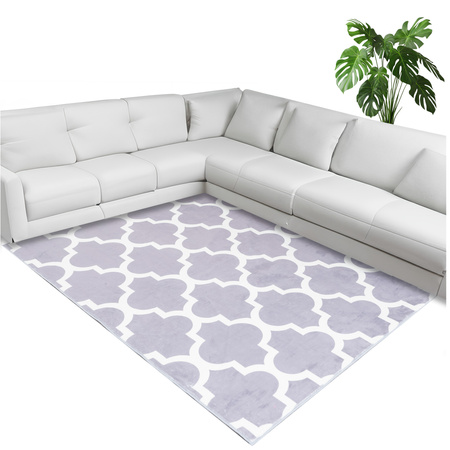 Dywan NOVO Strado nowoczesny do salonu delikatny szary wzór velvet Maroko Szare 200x300 cm