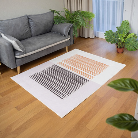 Dywan NOVO Strado nowoczesny do salonu delikatny beżowy wzór velvet Piaskowe Linie 140x200 cm