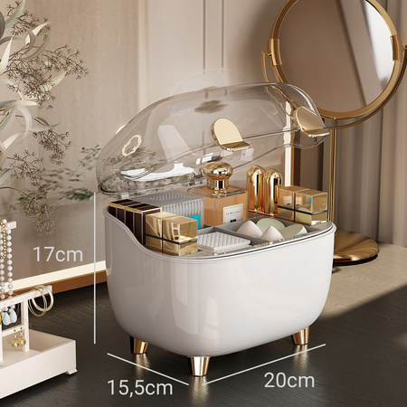 Duży zestaw 3 organizerów kosmetycznych ARIA z akrylu z szufladami wielopoziomowy biały design