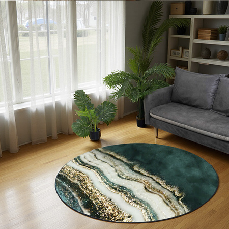 Dywan okrągły NOVO Strado nowoczesny do salonu marmurowy wzór velvet ZłotyBrzeg 160x160 cm