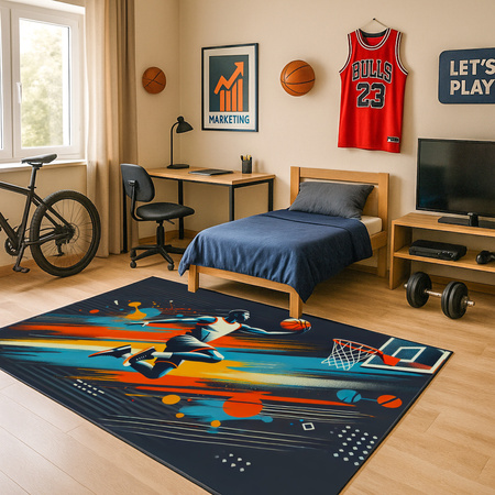 Dywan gamingowy 3D Strado BASKETBALL 100x150 cm nowoczesny z trójwymiarowym wzorem do pokoju gracza