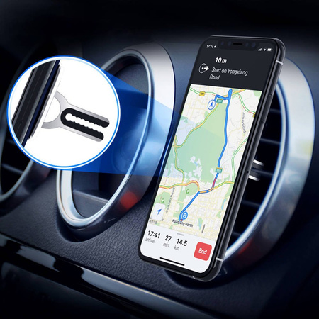 Wielofunkcyjny uchwyt pierścień na palec i kratkę nawiewu do telefonu (Srebrny)