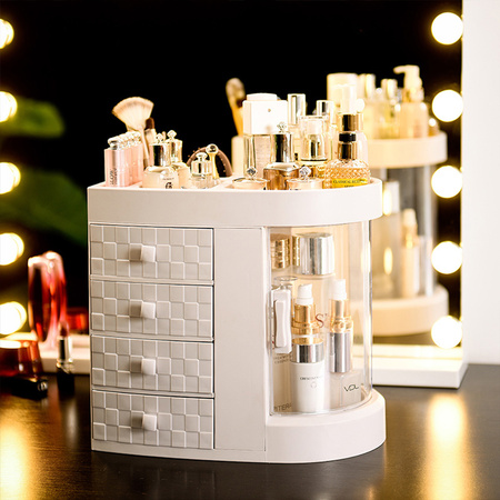 Szkatułka Maya biała organizer z drzwiczkami na biżuterię i kosmetyki nowoczesny duży kuferek XXL