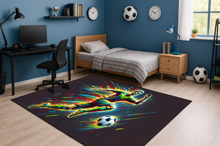 Dywan gamingowy 3D Strado FOOTBALL 100x150 cm nowoczesny z motywem piłkarskim do pokoju gracza