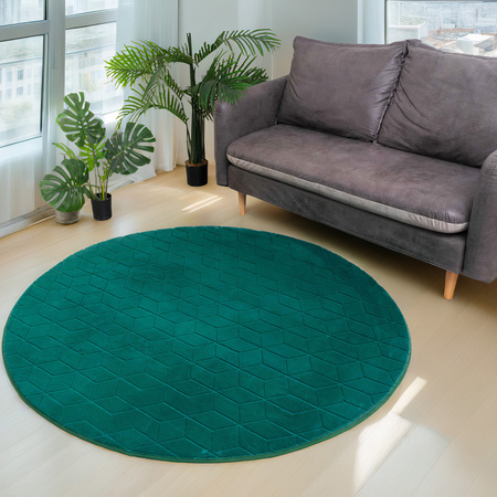 Dywan STRADO okrągły Rabbit 3D pluszowy miękki jak królik 150 BottleGreen