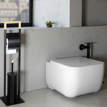 Metalowy stojak na papier toaletowy 2w1 Szczotka toaletowa wolnostojąca