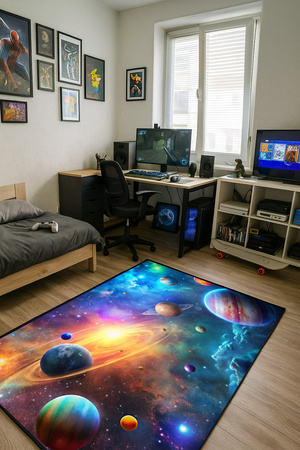 Dywan 3D Strado Galaktyka 120x170 cm z motywem kosmosu do pokoju młodzieżowego lub gracza