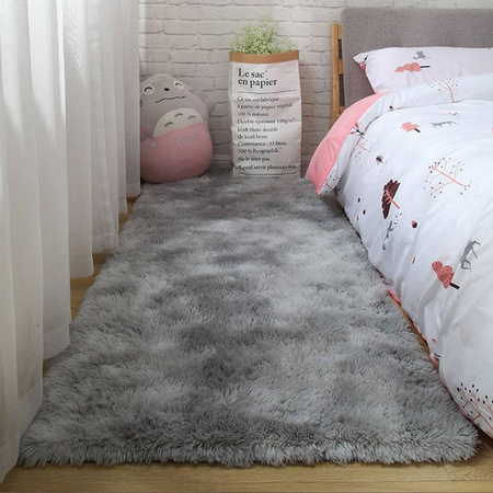 Miękki dywan Ombre Shaggy Strado 200x200 cm jasnoszary nowoczesny salon sypialnia